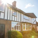 uPVC Windows installed on traditional Residential building 2 story house
