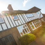 Frist Windows installed on traditional Residential building 2 story house