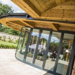 Patio doors installed on modern 3 story house
